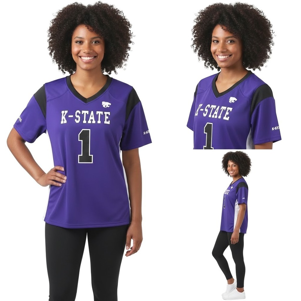 Colosseum Womens Shirt‎ Wildcats #1 Purple Black V-Neck Jersey Licensed Fan NEW